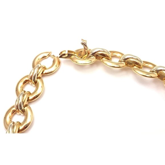 Rare! Authentic Cartier Trinity 18k Multi Color Gold Round Link Necklace - Picture 2 of 9